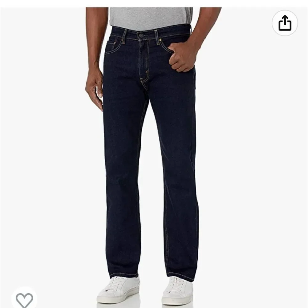 LEVI'S Men's 505 Regular Fit Jeans, dark wash, size 32/29